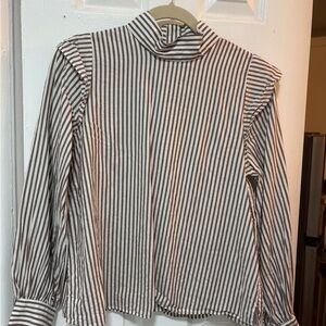 Everlane Brown and White Striped Shirt